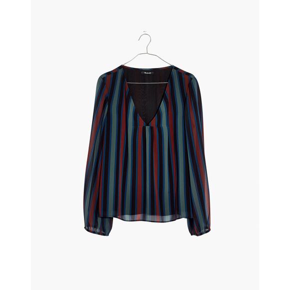 Madewell Sheer-Sleeve Top in Academy Stripe - Picture 3 of 9